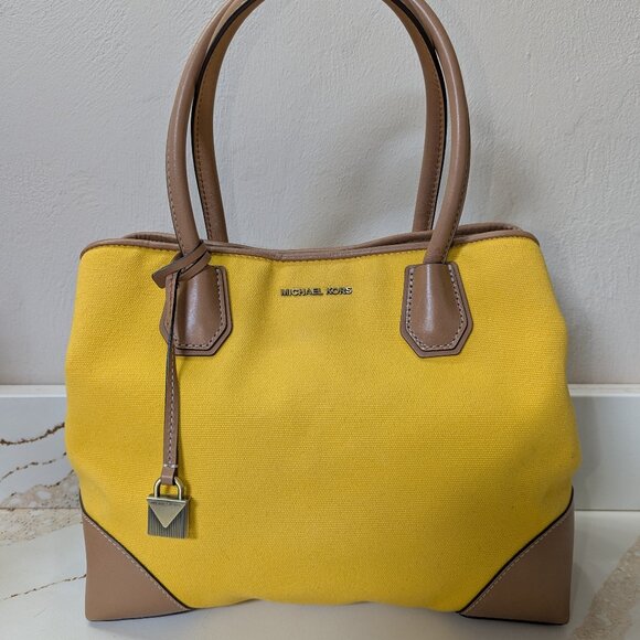 Michael Kors jasmine yellow, canvas hand/crossbody bag. EUC! - Picture 1 of 13